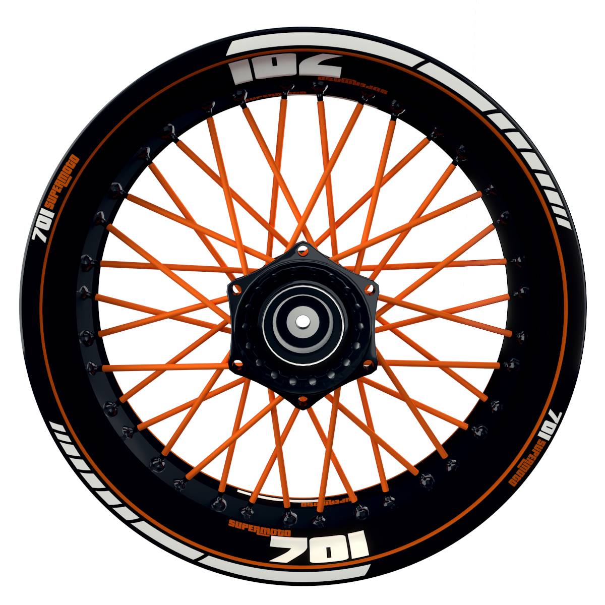 701 SUPERMOTO Clean schwarz orange Wheelsticker Felgenaufkleber