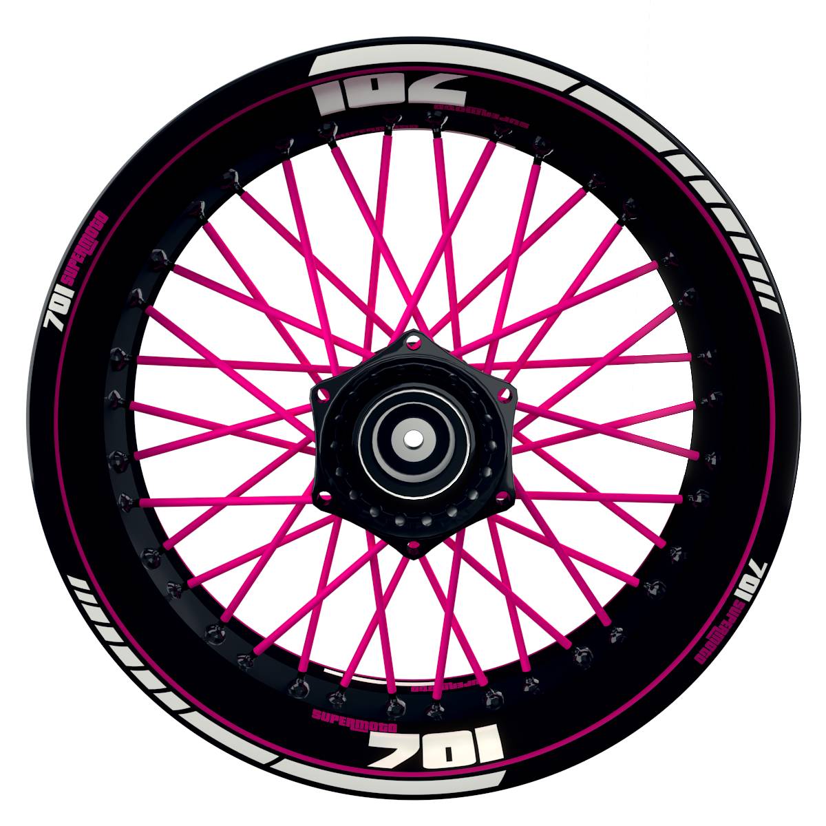 701 SUPERMOTO Clean schwarz pink Wheelsticker Felgenaufkleber