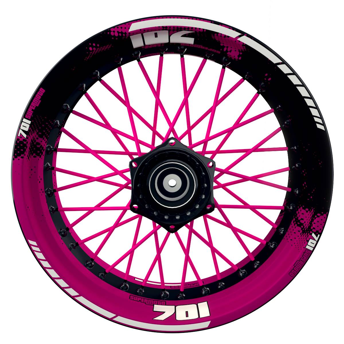 701 SUPERMOTO DOTS schwarz pink Wheelsticker Felgenaufkleber