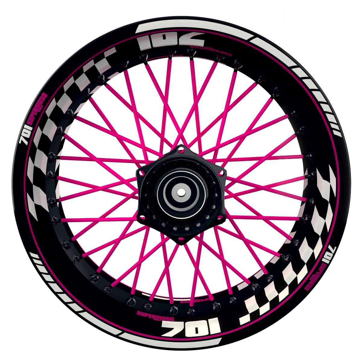 701 SUPERMOTO Grid schwarz pink Wheelsticker Felgenaufkleber