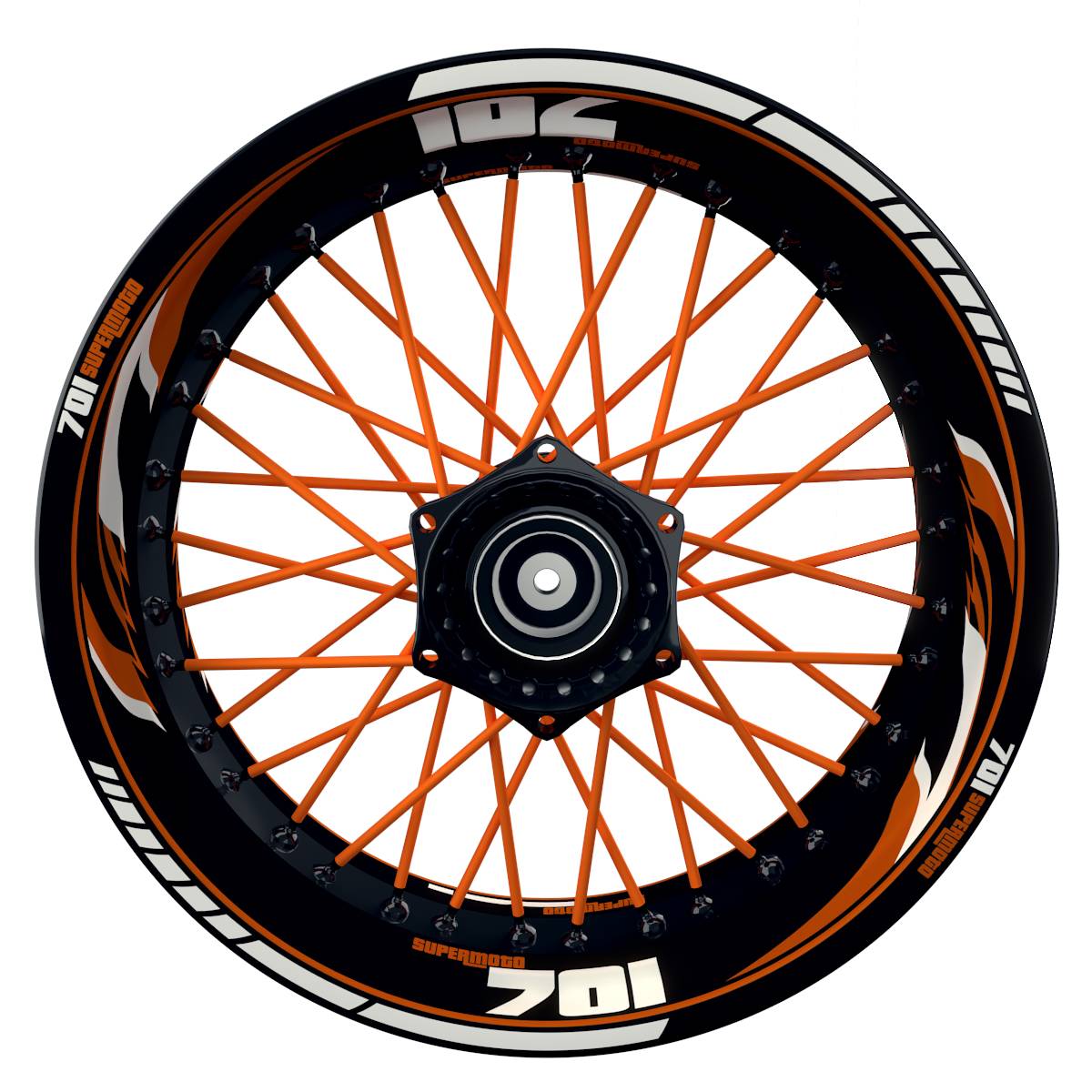 701 SUPERMOTO Razor schwarz orange Wheelsticker Felgenaufkleber