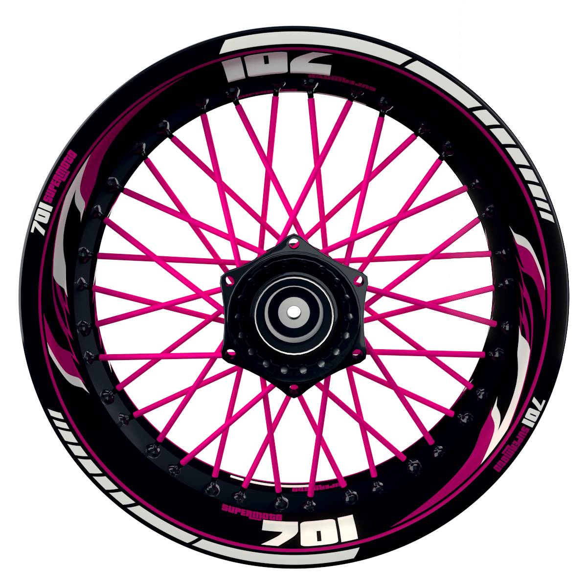 701 SUPERMOTO Razor schwarz pink Wheelsticker Felgenaufkleber