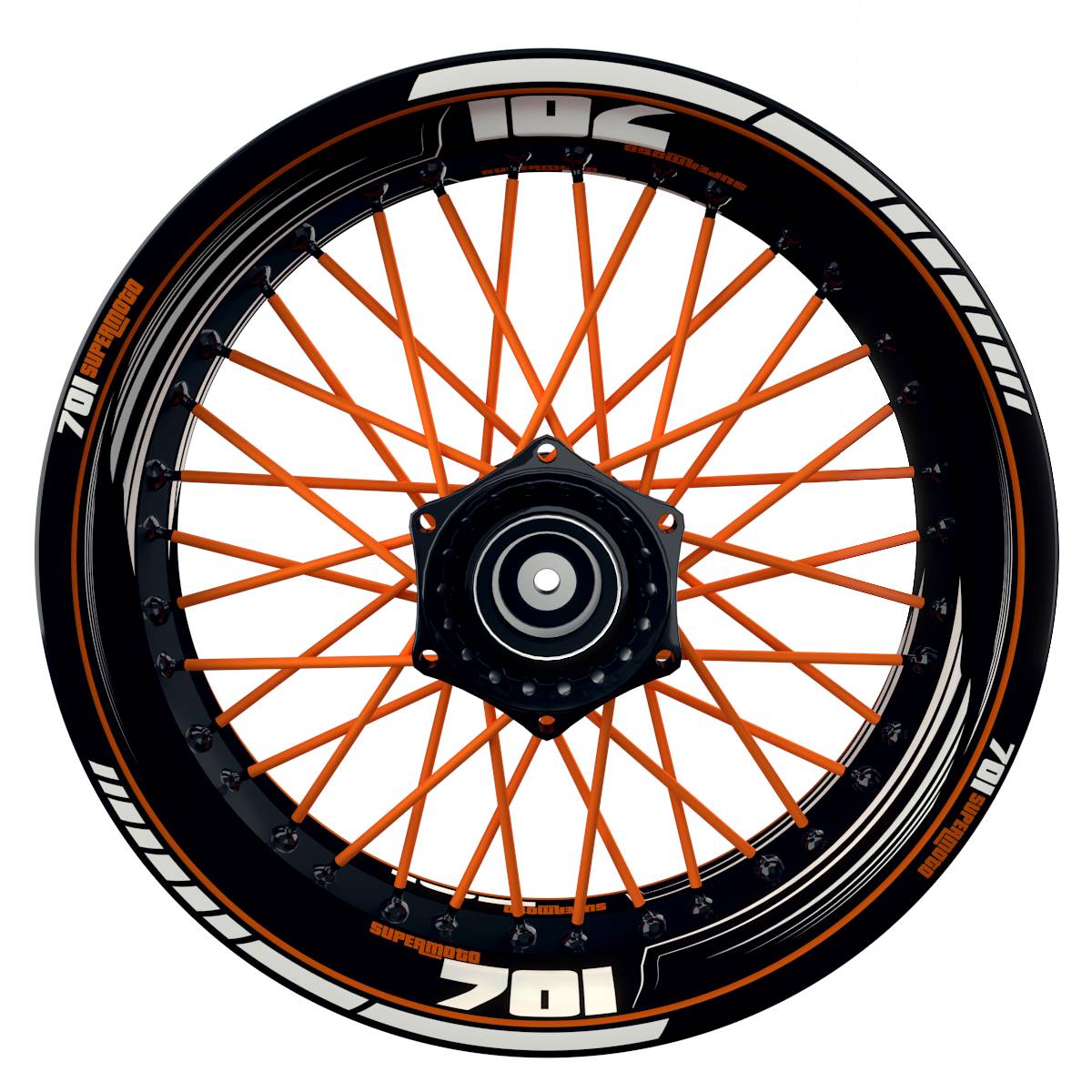 701 SUPERMOTO SAW schwarz orange Wheelsticker Felgenaufkleber