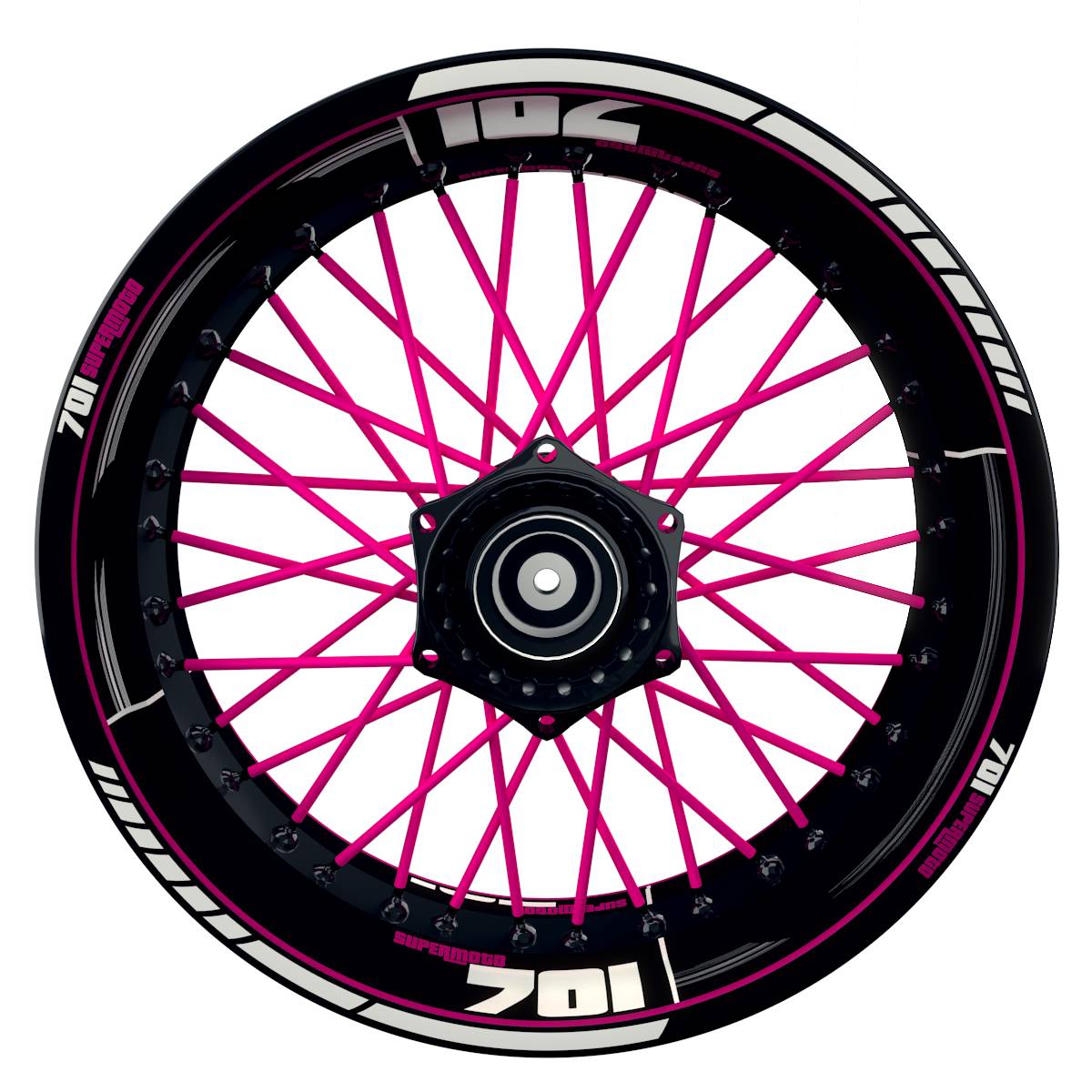 701 SUPERMOTO Scratched schwarz pink Wheelsticker Felgenaufkleber