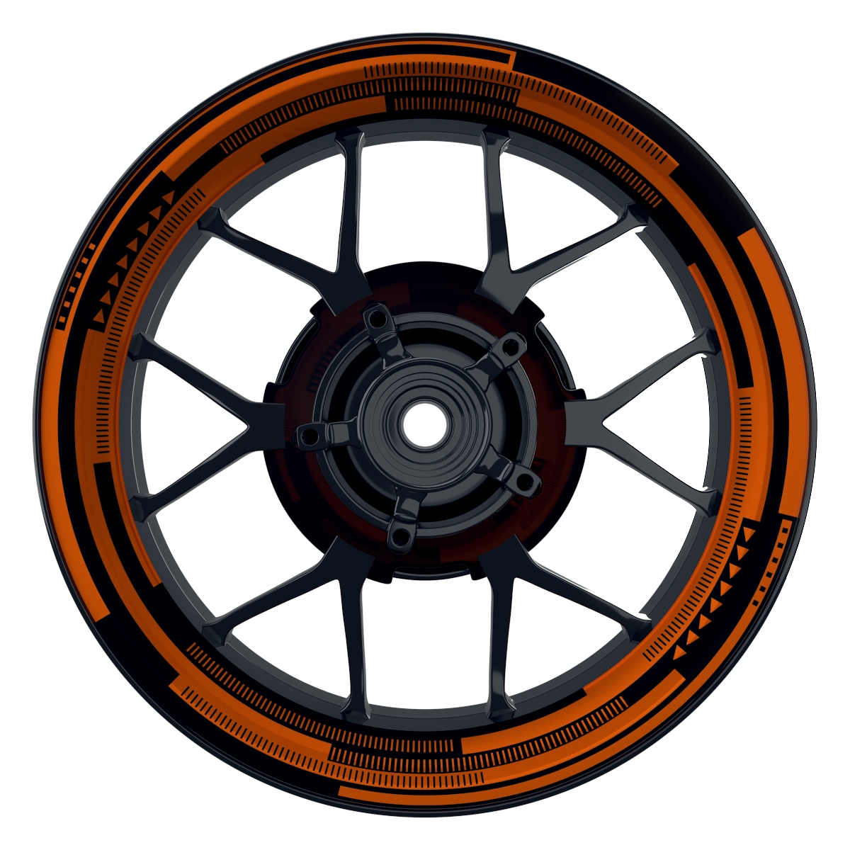 Cybertech schwarz orange Wheelsticker Felgenaufkleber