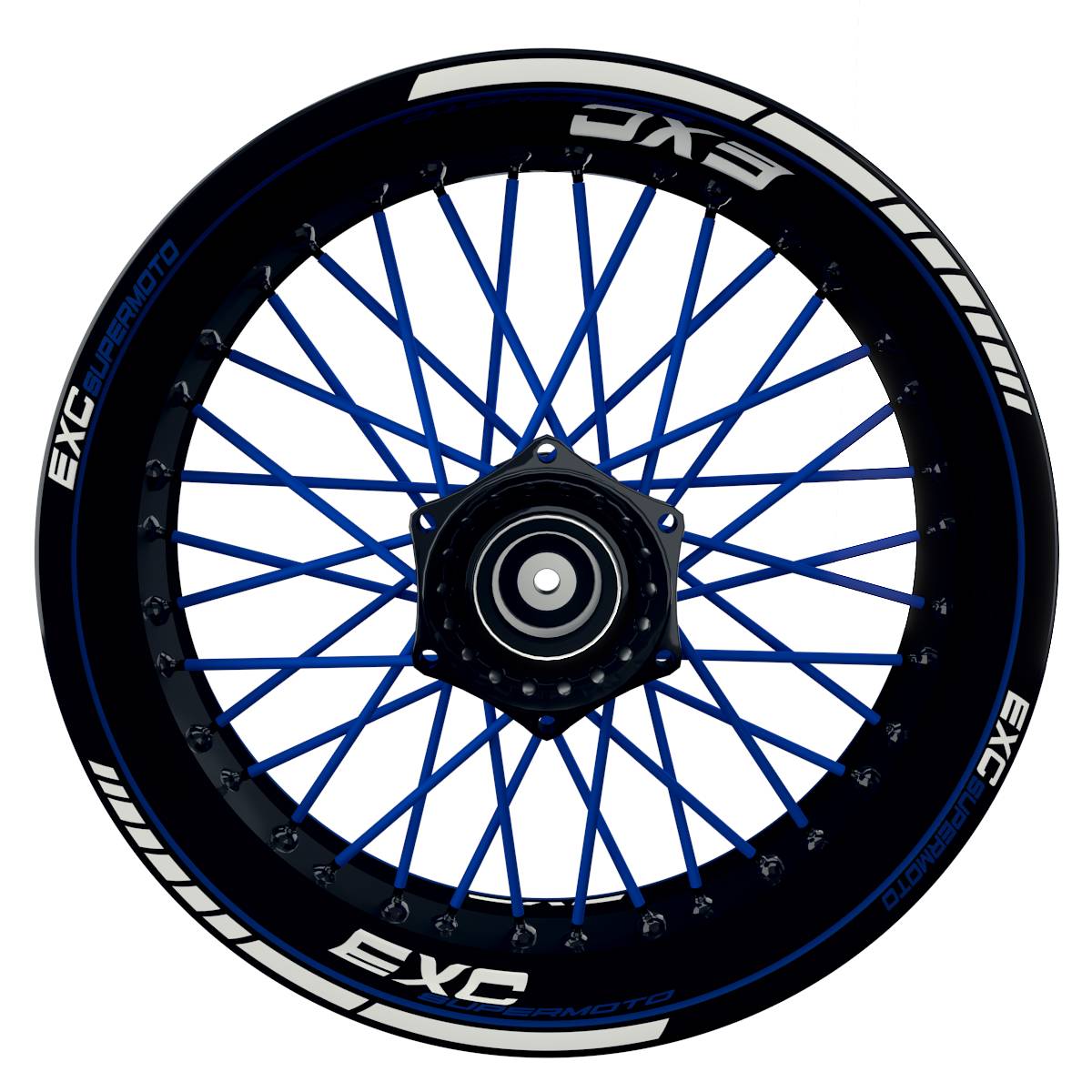 EXC Supermoto Clean schwarz blau Wheelsticker Felgenaufkleber