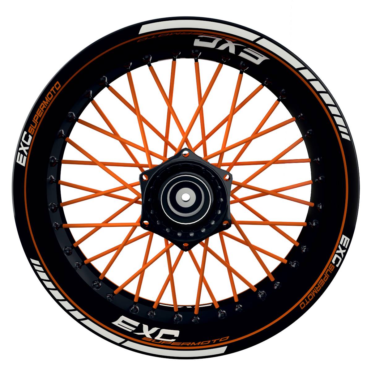 EXC Supermoto Clean schwarz orange Wheelsticker Felgenaufkleber