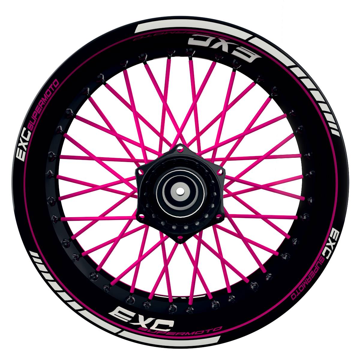 EXC Supermoto Clean schwarz pink Wheelsticker Felgenaufkleber