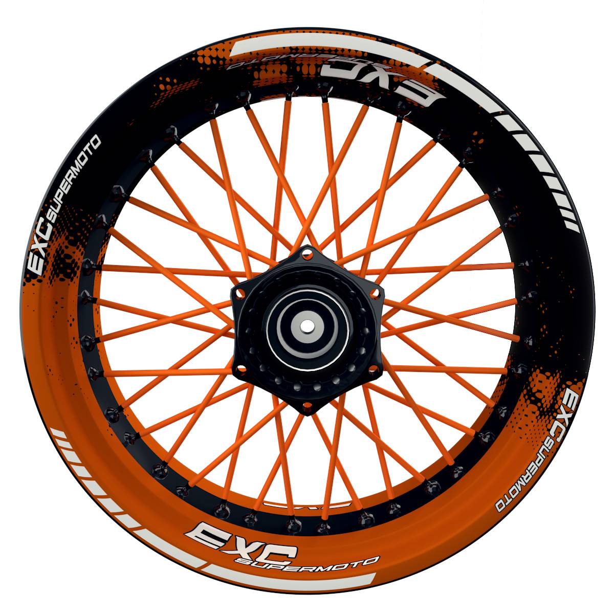 EXC Supermoto Dots schwarz orange Wheelsticker Felgenaufkleber