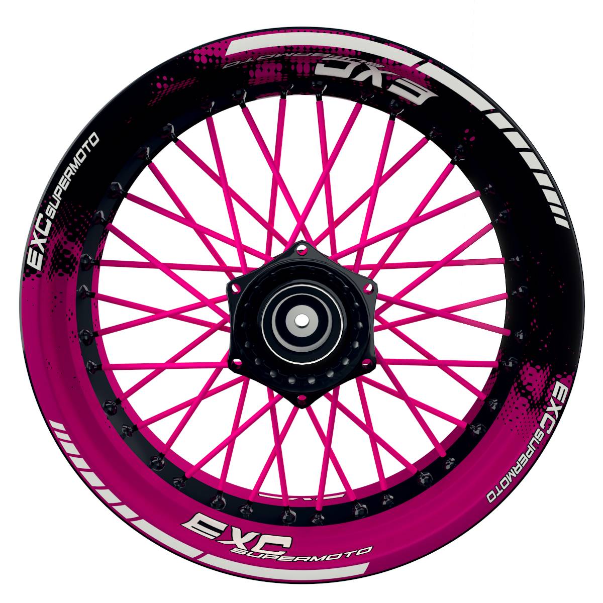 EXC Supermoto Dots schwarz pink Wheelsticker Felgenaufkleber