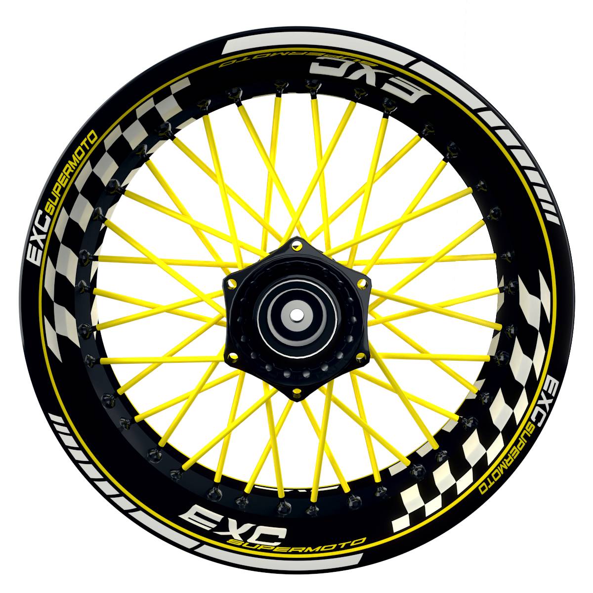 EXC Supermoto Grid schwarz gelb Wheelsticker Felgenaufkleber
