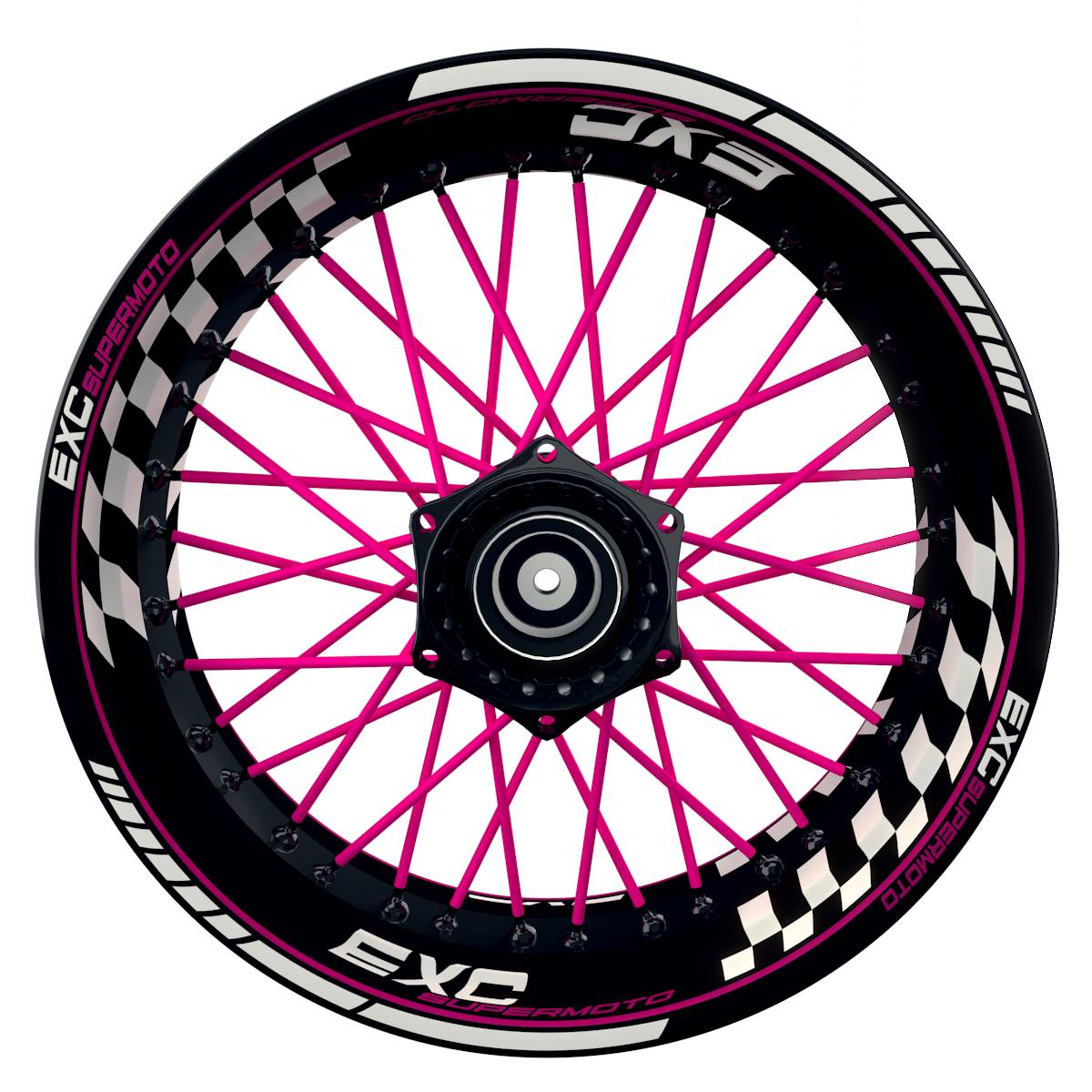 EXC Supermoto Grid schwarz pink Wheelsticker Felgenaufkleber