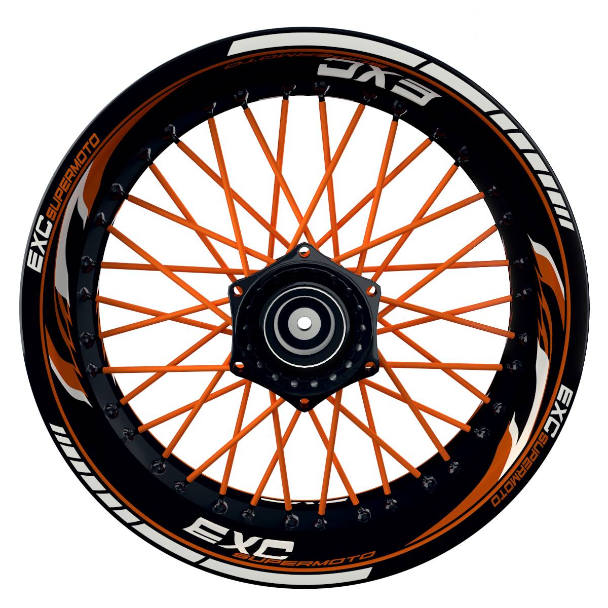 EXC Supermoto Razor schwarz orange Wheelsticker Felgenaufkleber