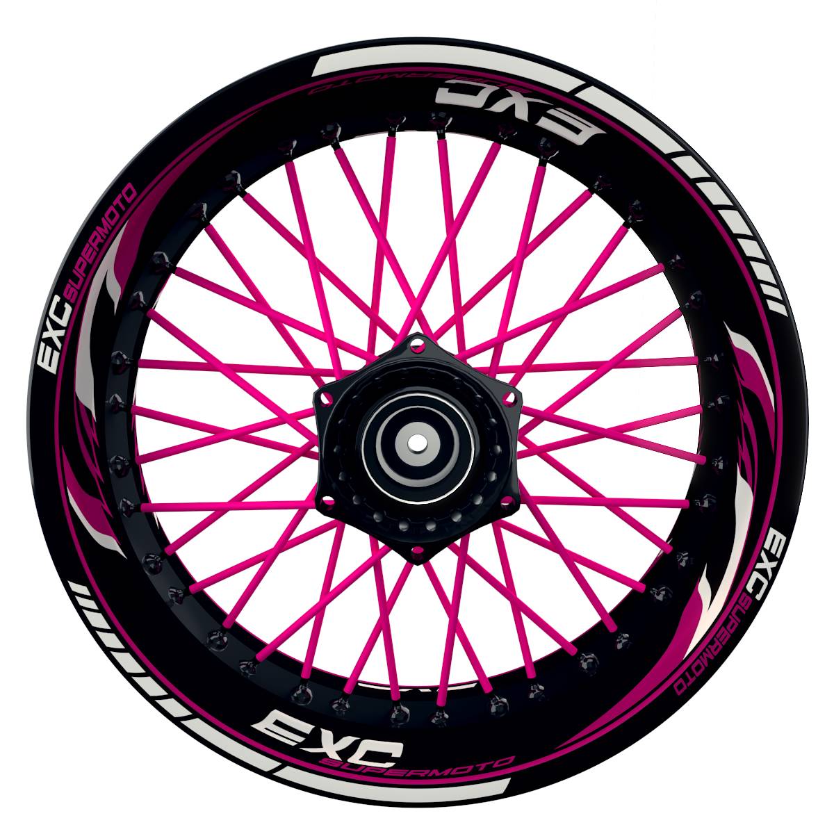 EXC Supermoto Razor schwarz pink Wheelsticker Felgenaufkleber