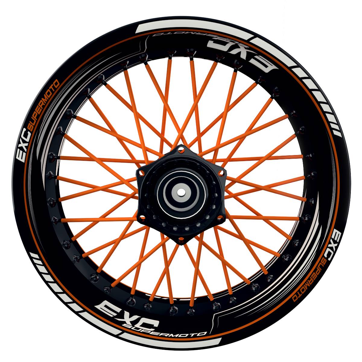 EXC Supermoto SAW schwarz orange Wheelsticker Felgenaufkleber