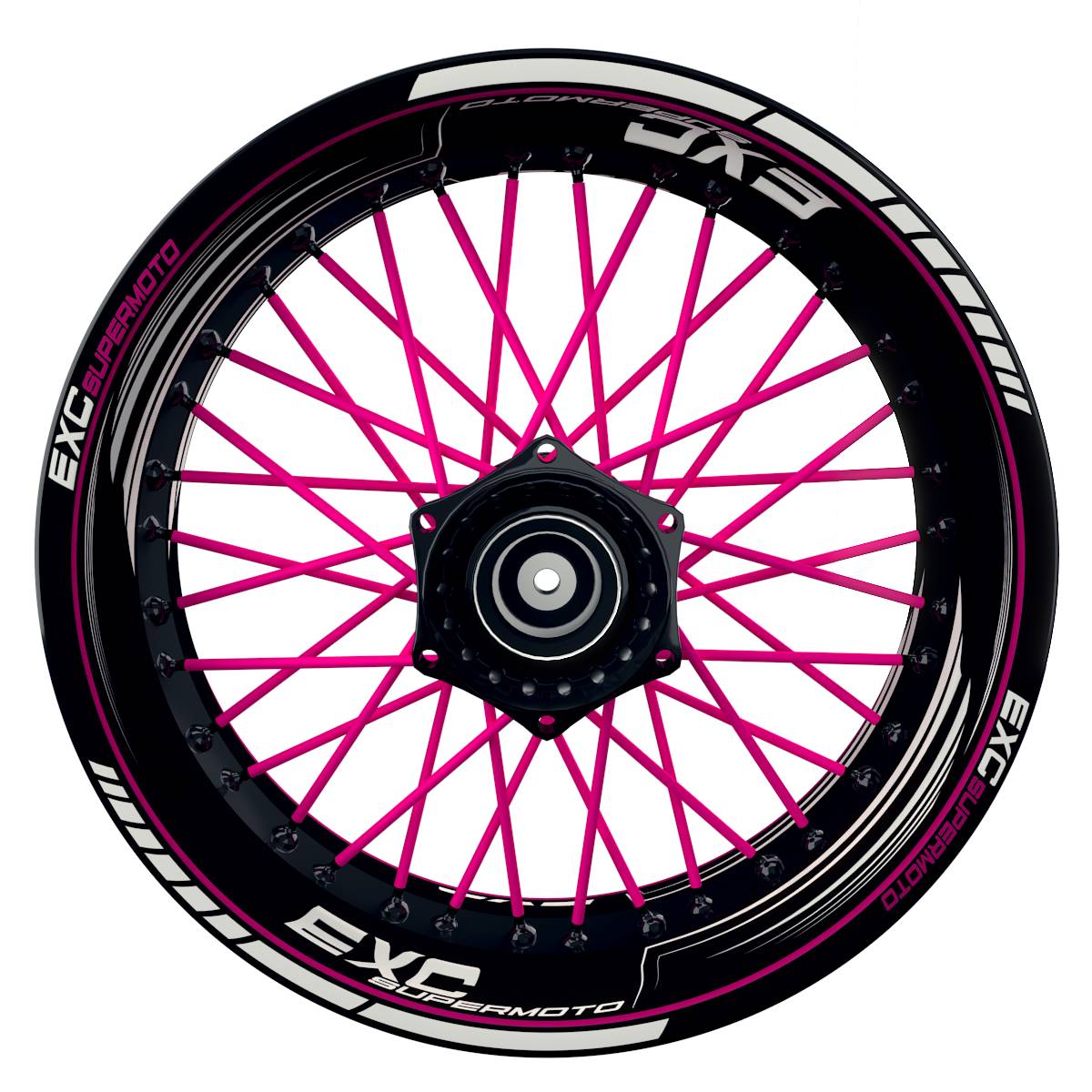 EXC Supermoto SAW schwarz pink Wheelsticker Felgenaufkleber