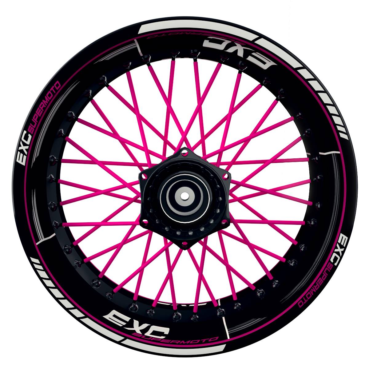 EXC Supermoto Scratched schwarz pink Wheelsticker Felgenaufkleber