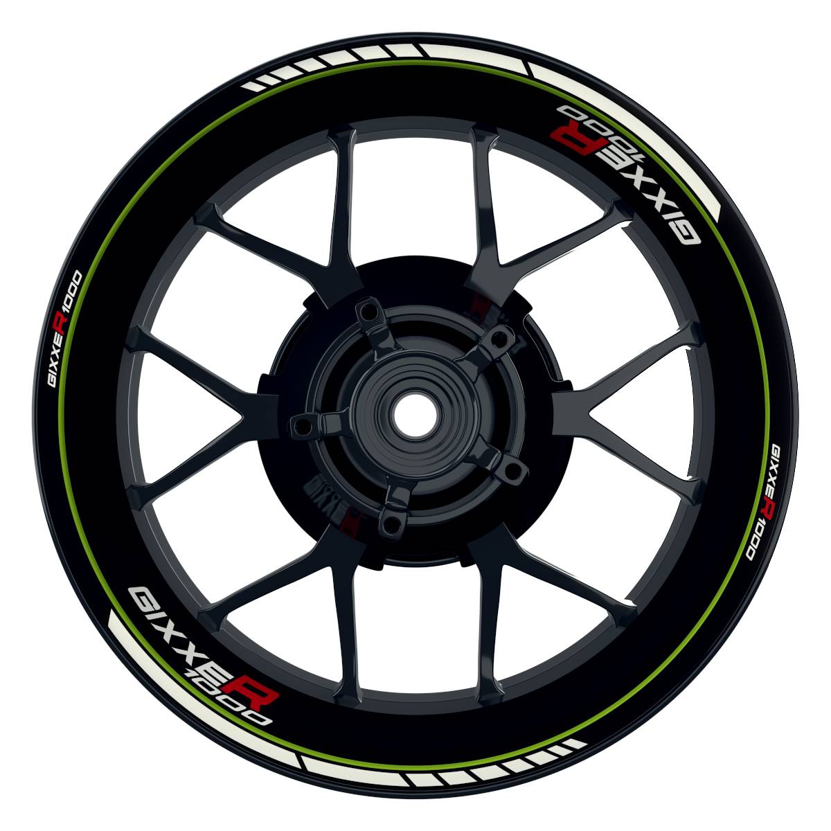 GIXXER1000 Clean schwarz gruen Wheelsticker Felgenaufkleber