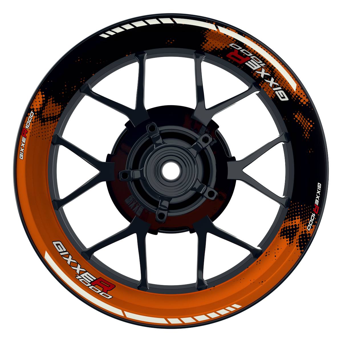 GIXXER1000 Dots schwarz orange Wheelsticker Felgenaufkleber