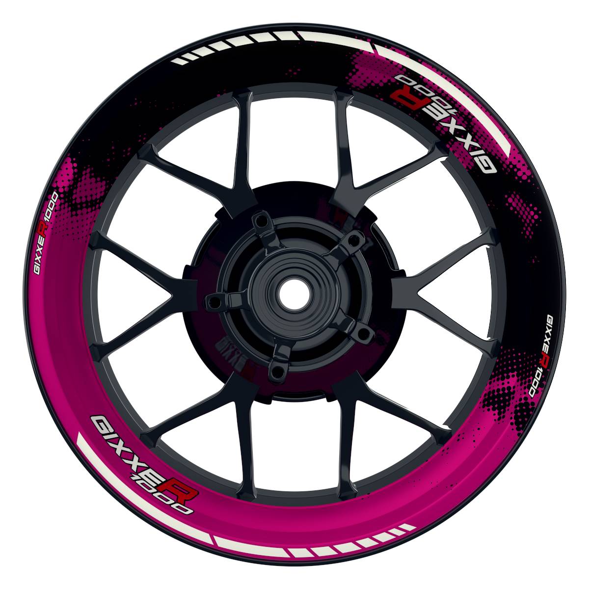 GIXXER1000 Dots schwarz pink Wheelsticker Felgenaufkleber