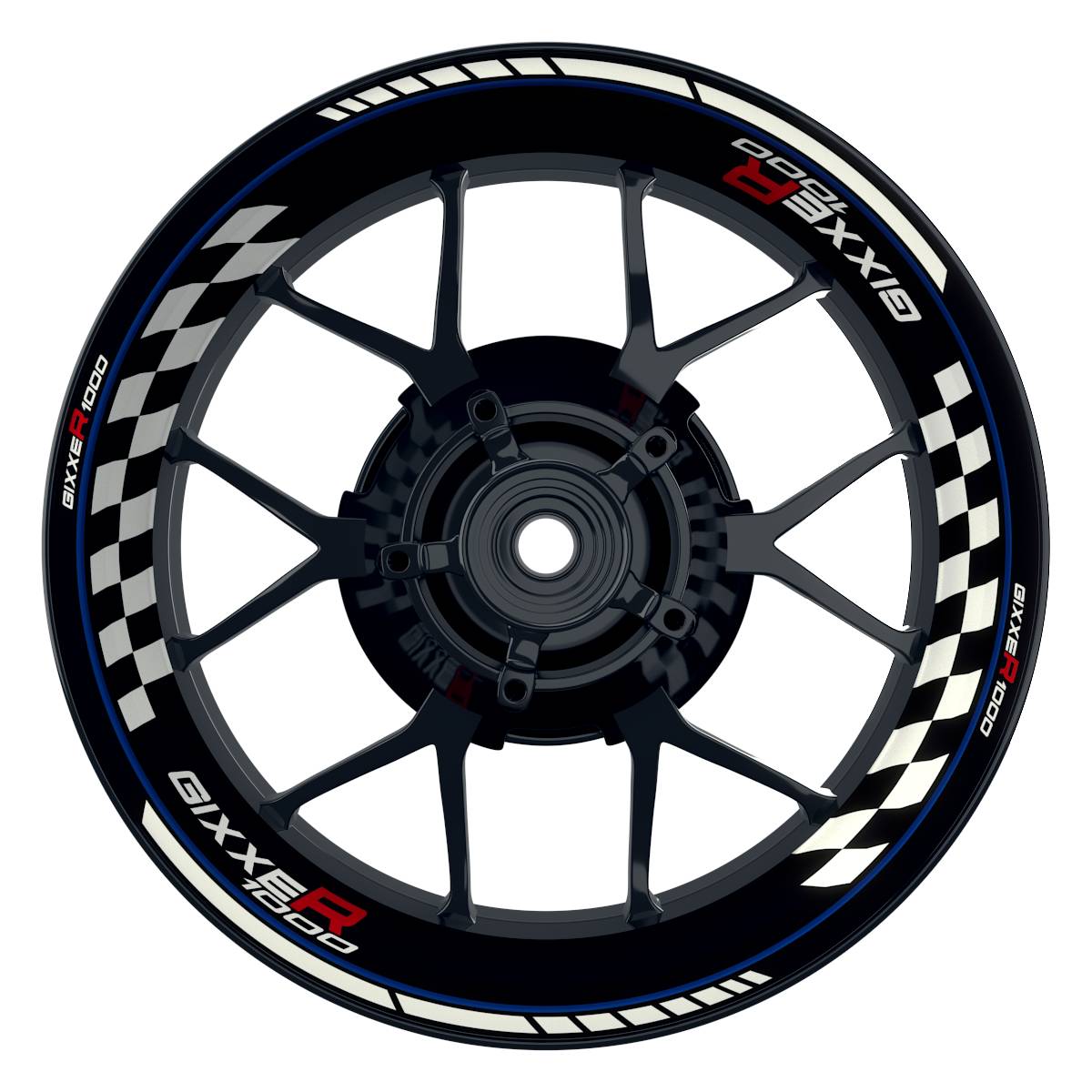 GIXXER1000 Grid schwarz blau Wheelsticker Felgenaufkleber