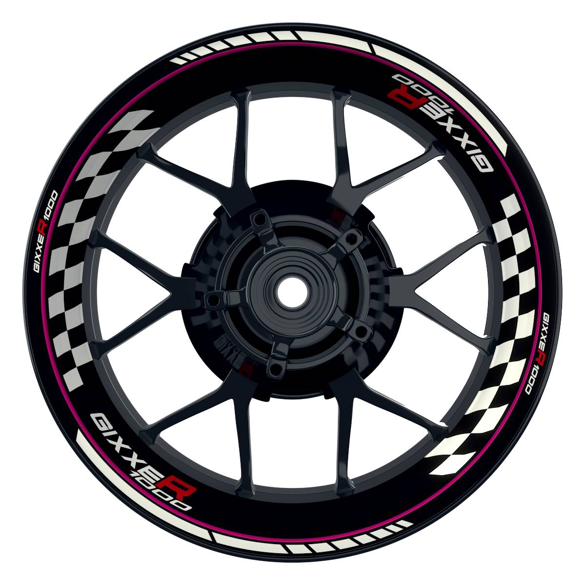 GIXXER1000 Grid schwarz pink Wheelsticker Felgenaufkleber