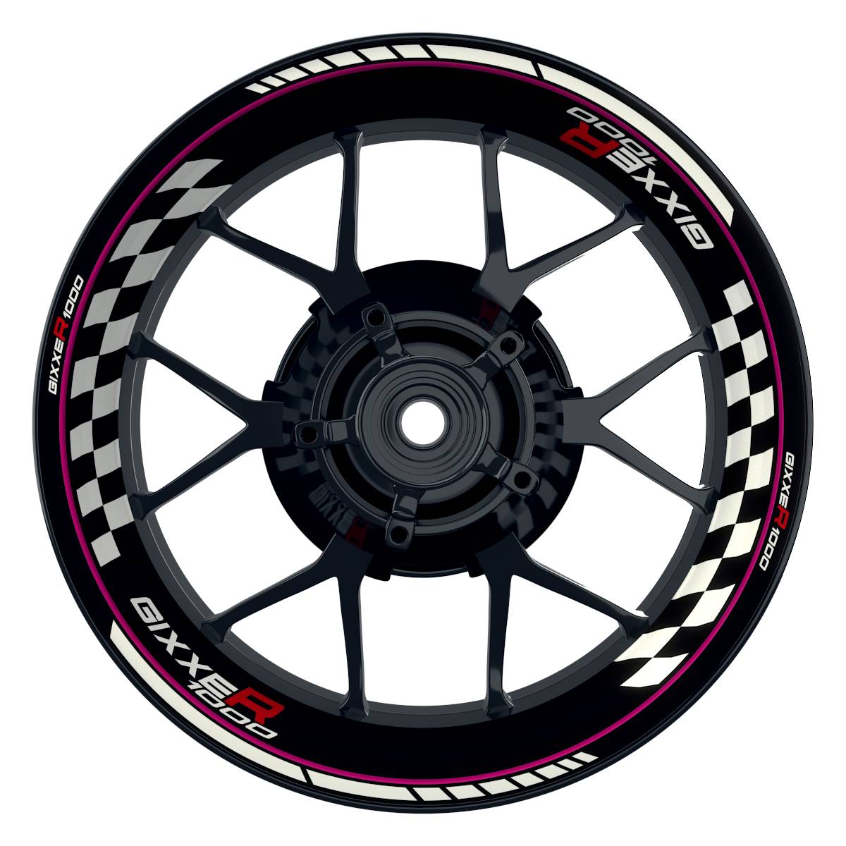 GIXXER1000 Grid schwarz pink Wheelsticker Felgenaufkleber