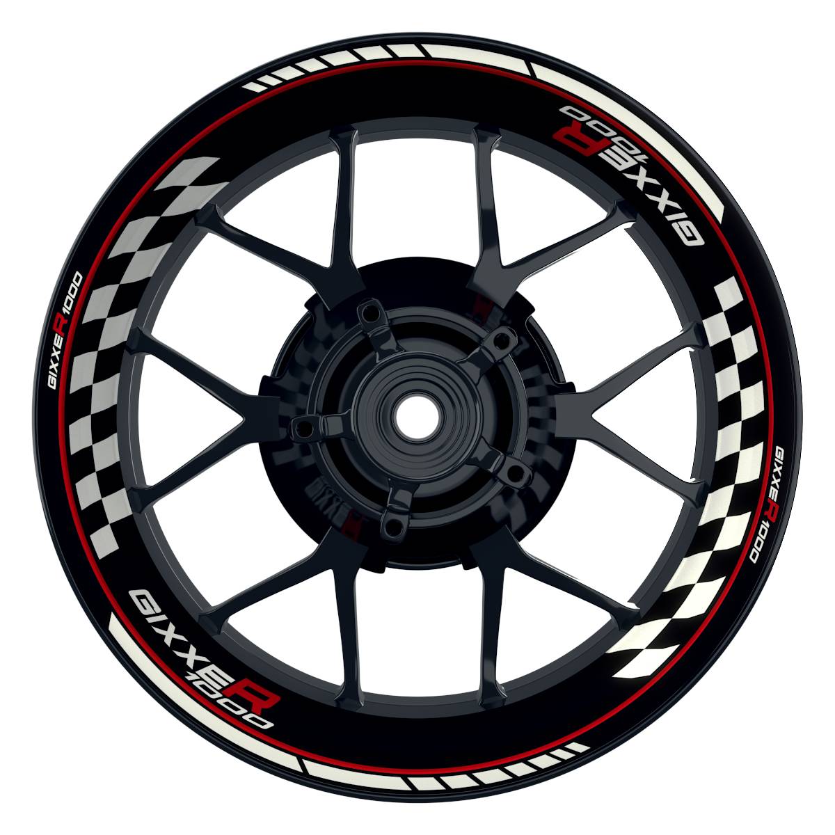 GIXXER1000 Grid schwarz rot Wheelsticker Felgenaufkleber