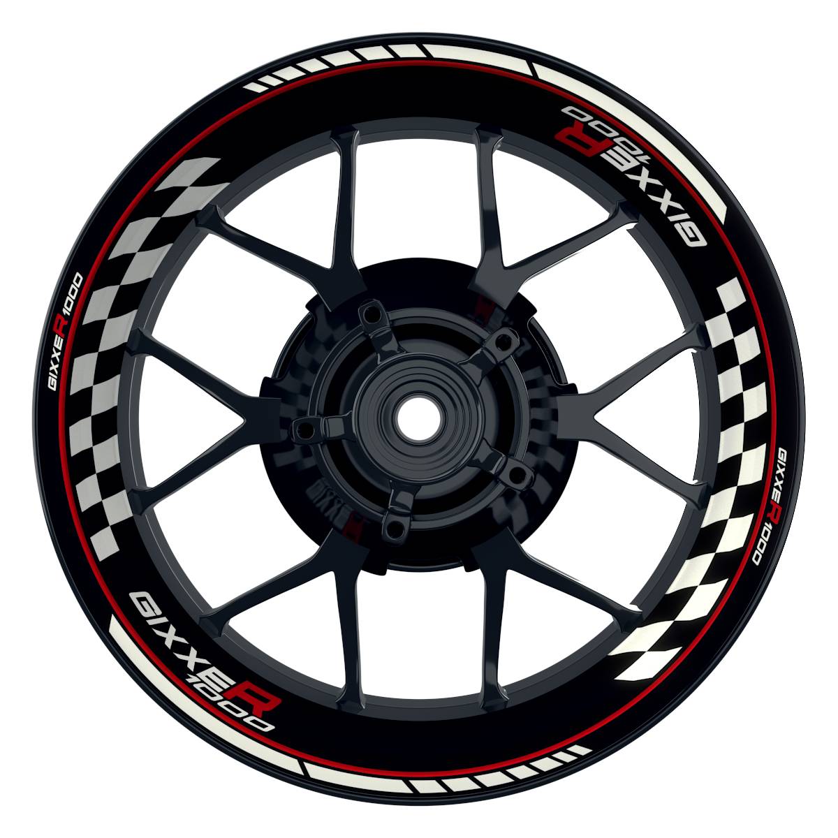 GIXXER1000 Grid schwarz rot Wheelsticker Felgenaufkleber