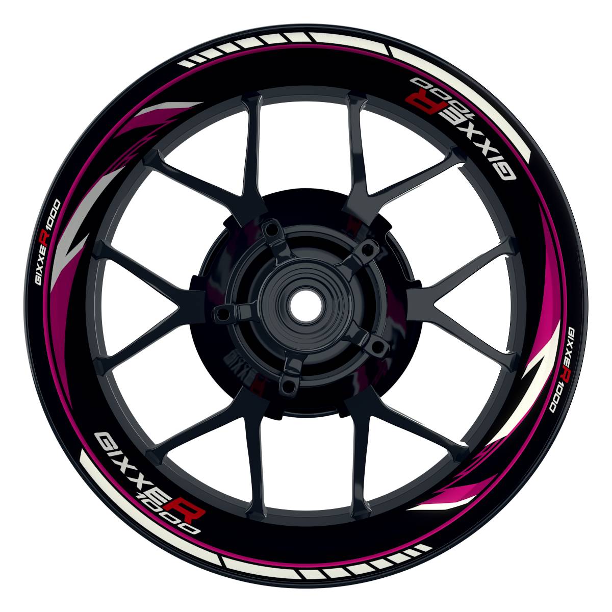 GIXXER1000 Razor schwarz pink Wheelsticker Felgenaufkleber