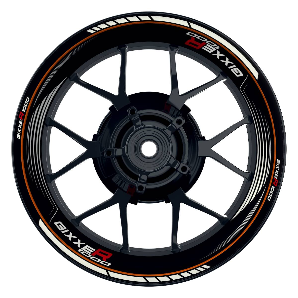 GIXXER1000 SAW schwarz orange Wheelsticker Felgenaufkleber