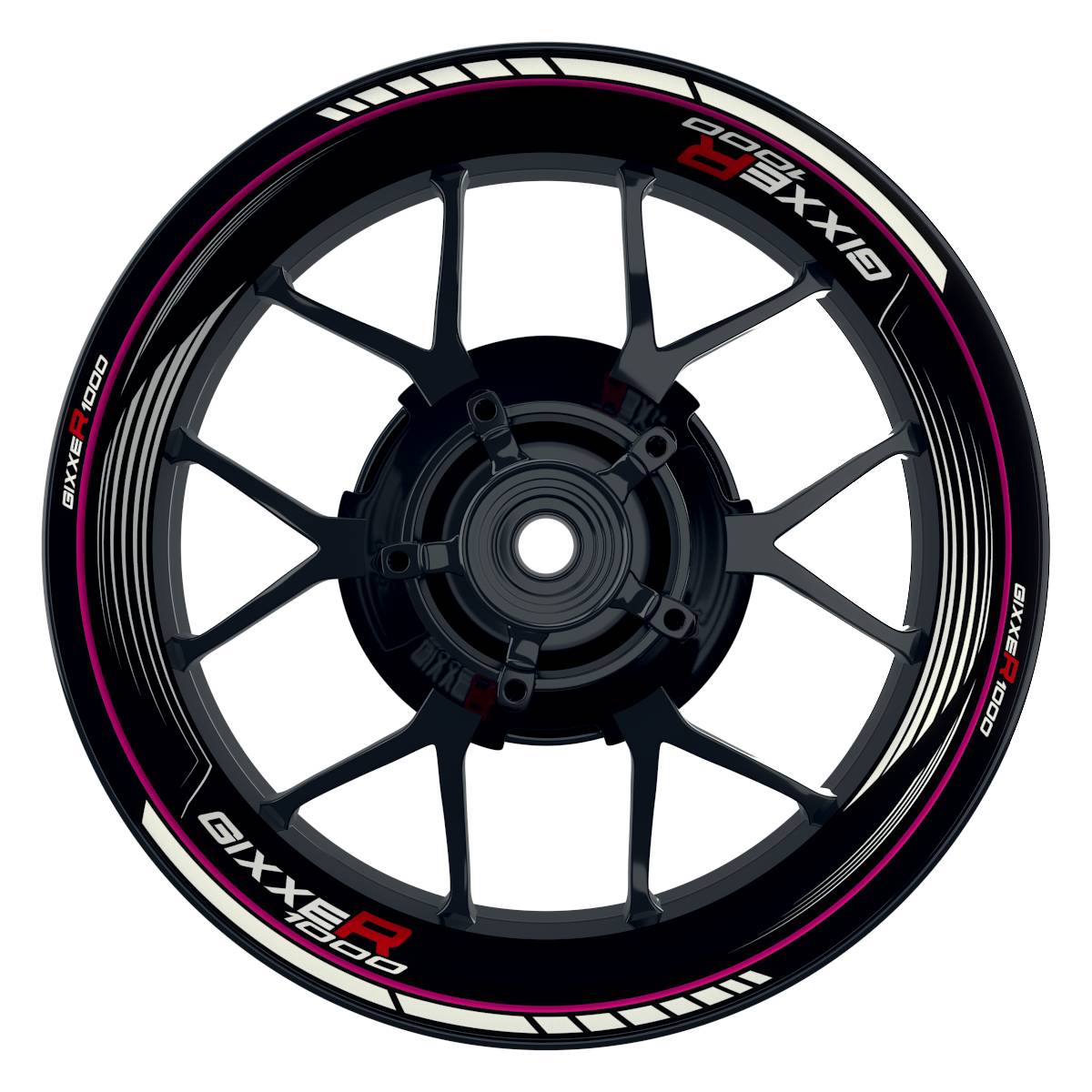 GIXXER1000 SAW schwarz pink Wheelsticker Felgenaufkleber