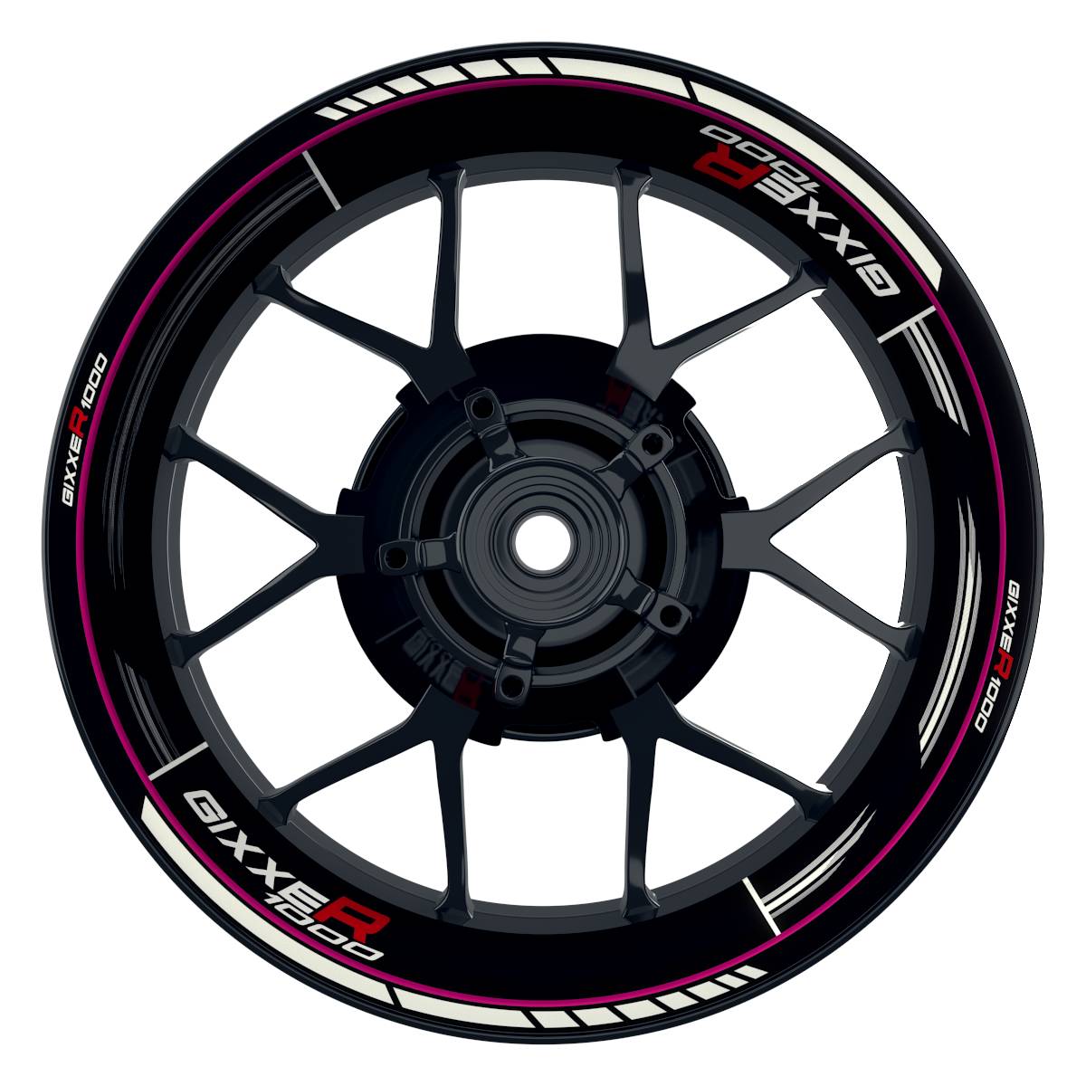 GIXXER1000 Scratched schwarz pink Wheelsticker Felgenaufkleber