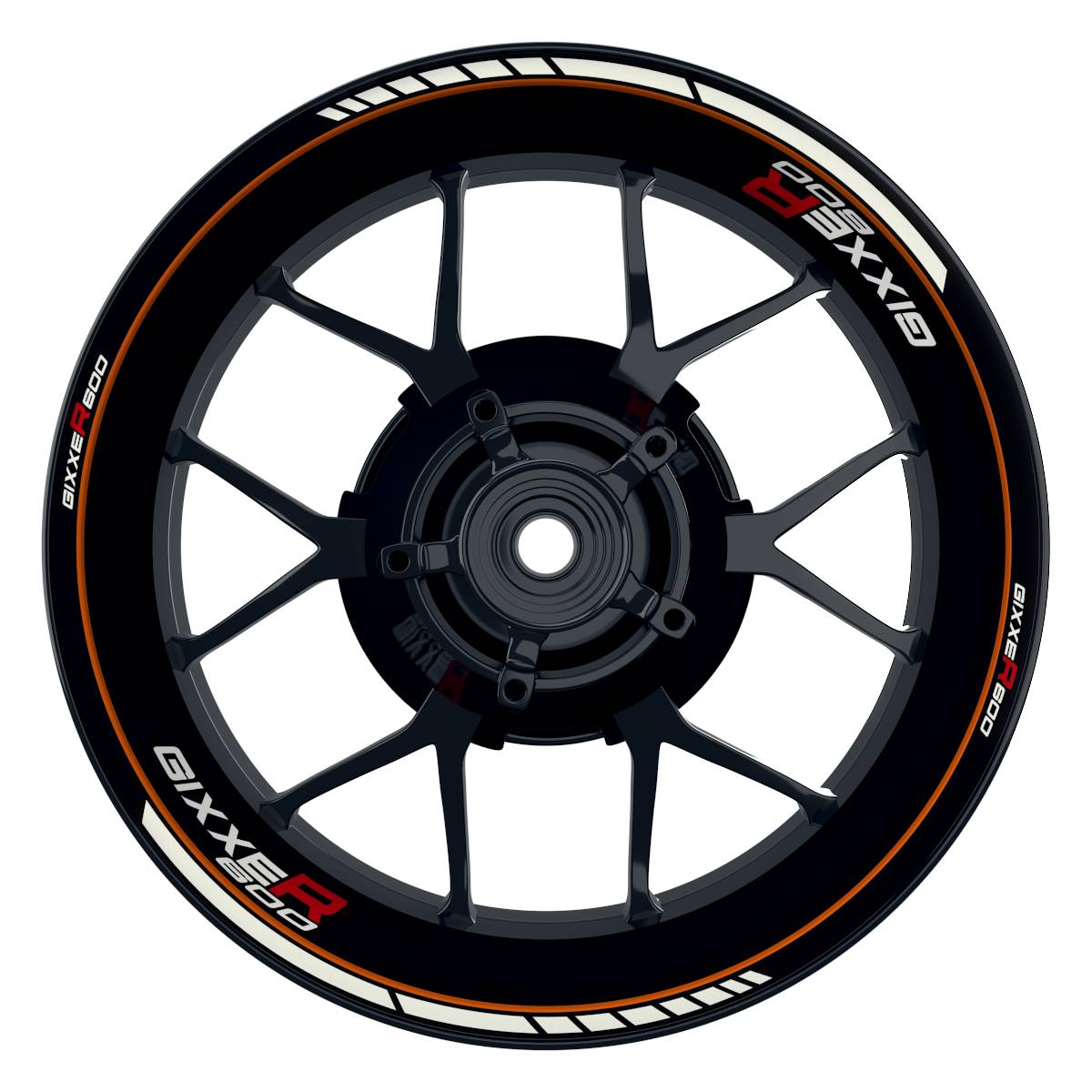 GIXXER600 Clean schwarz orange Wheelsticker Felgenaufkleber