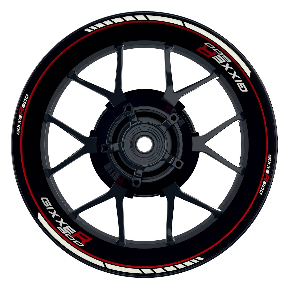 GIXXER600 Clean schwarz rot Wheelsticker Felgenaufkleber