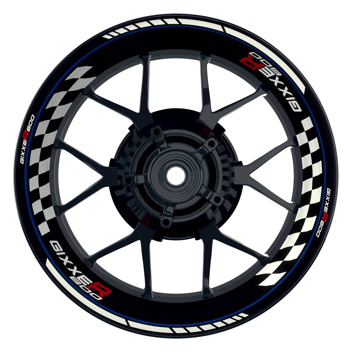 GIXXER600 Grid schwarz blau Wheelsticker Felgenaufkleber