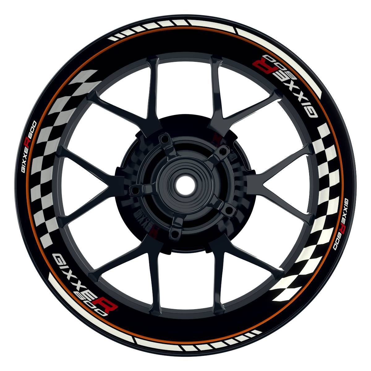 GIXXER600 Grid schwarz orange Wheelsticker Felgenaufkleber