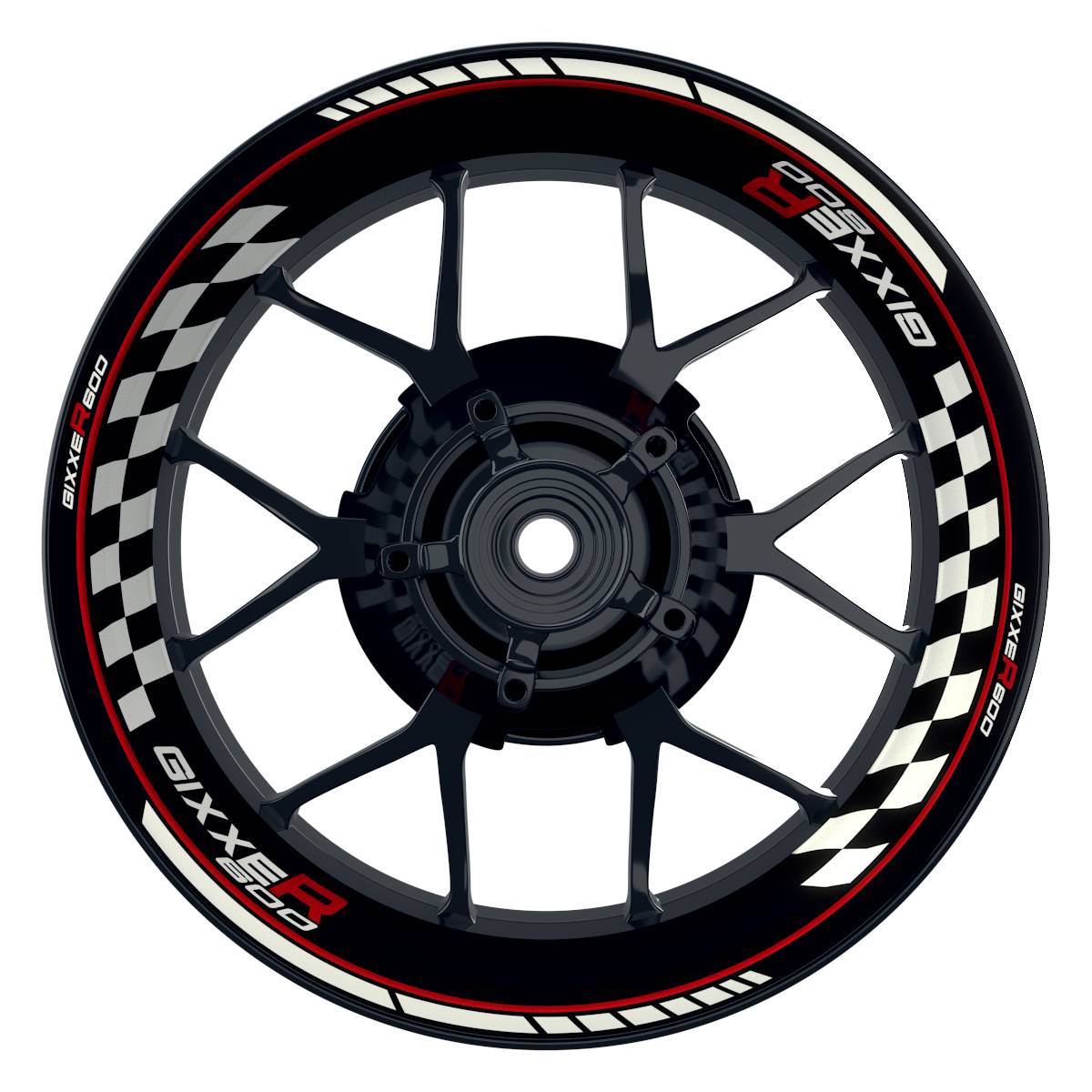 GIXXER600 Grid schwarz rot Wheelsticker Felgenaufkleber