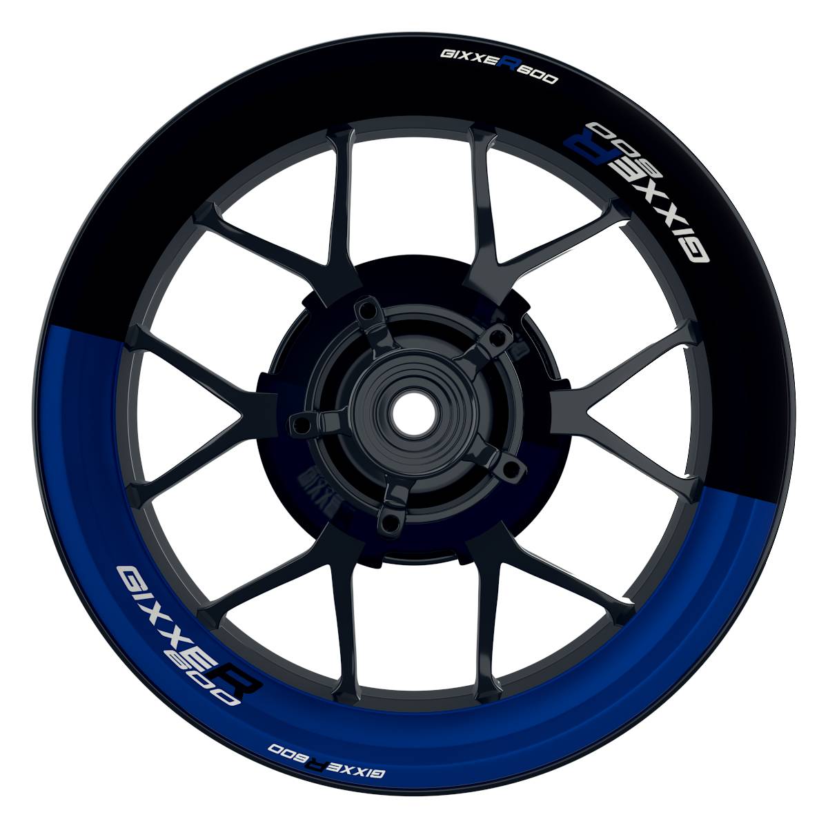 GIXXER600 Halb halb schwarz blau Wheelsticker Felgenaufkleber