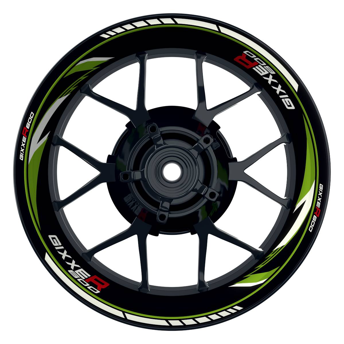 GIXXER600 Razor schwarz gruen Wheelsticker Felgenaufkleber