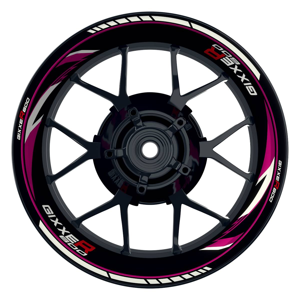 GIXXER600 Razor schwarz pink Wheelsticker Felgenaufkleber