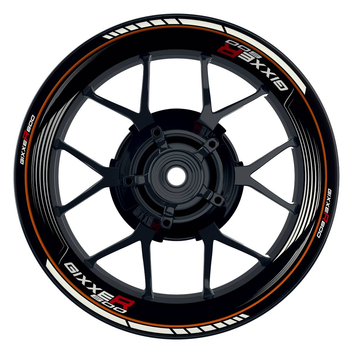 GIXXER600 SAW schwarz orange Wheelsticker Felgenaufkleber