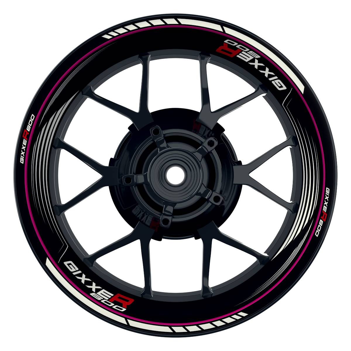 GIXXER600 SAW schwarz pink Wheelsticker Felgenaufkleber