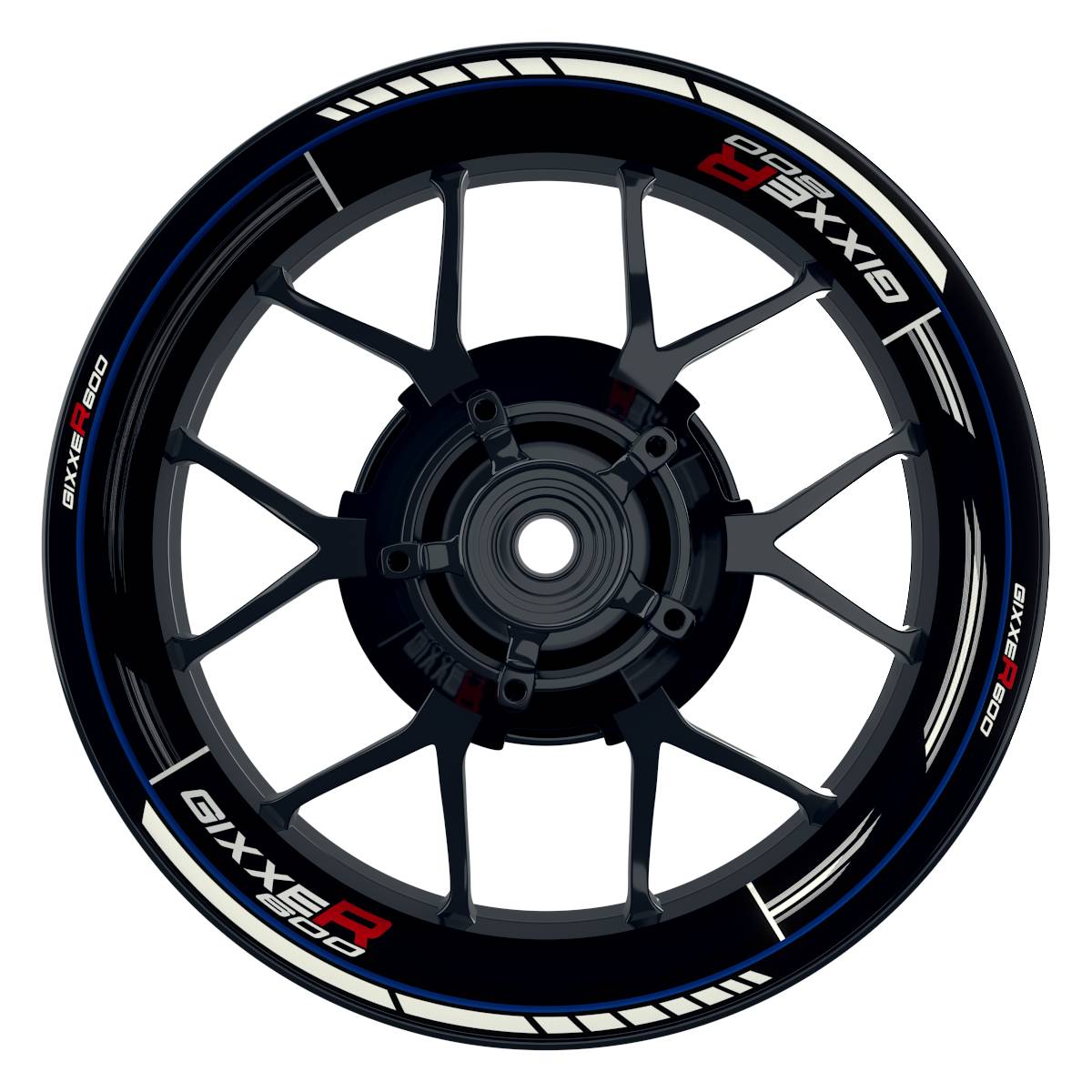 GIXXER600 Scratched schwarz blau Wheelsticker Felgenaufkleber