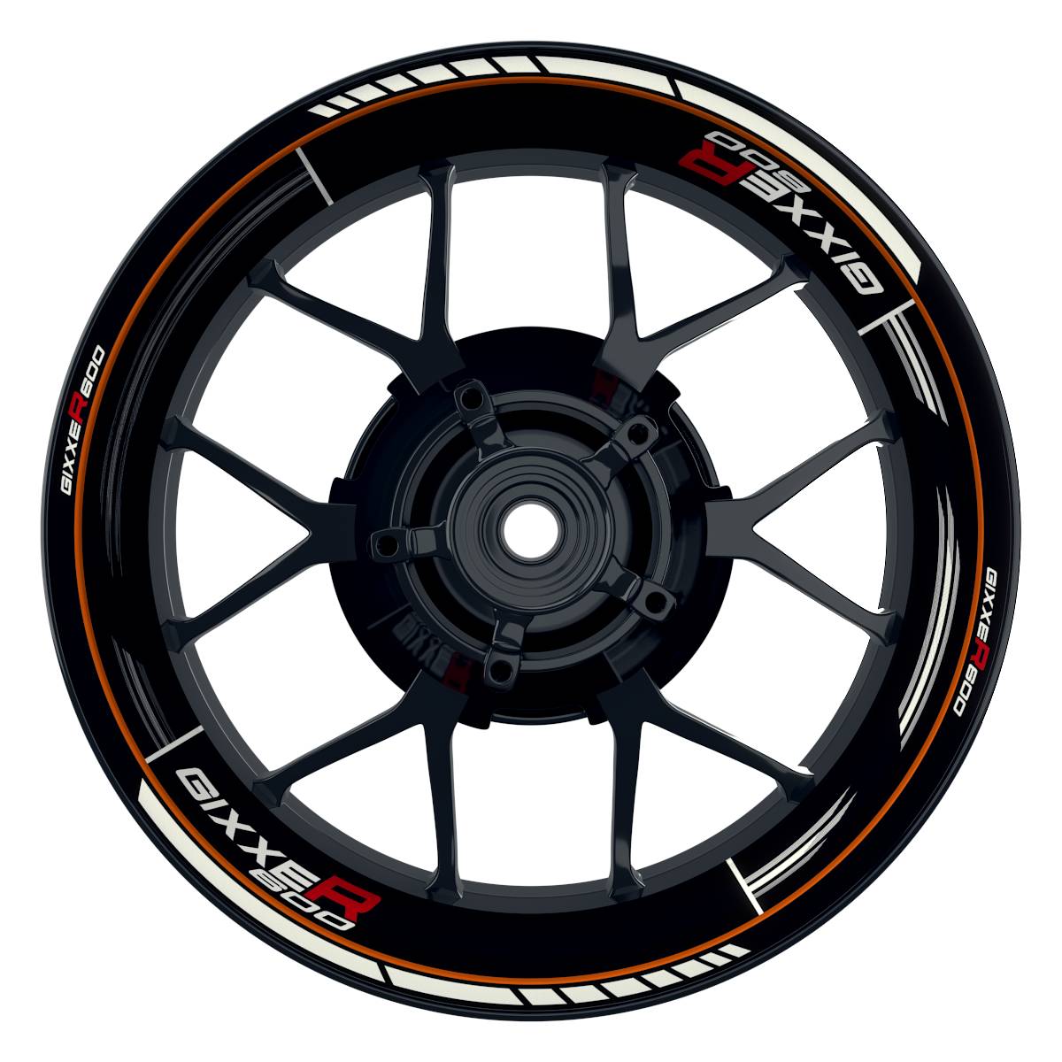 GIXXER600 Scratched schwarz orange Wheelsticker Felgenaufkleber
