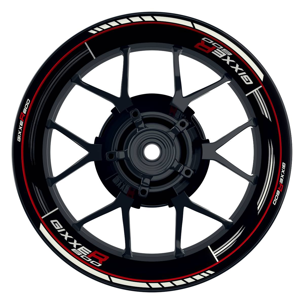 GIXXER600 Scratched schwarz rot Wheelsticker Felgenaufkleber