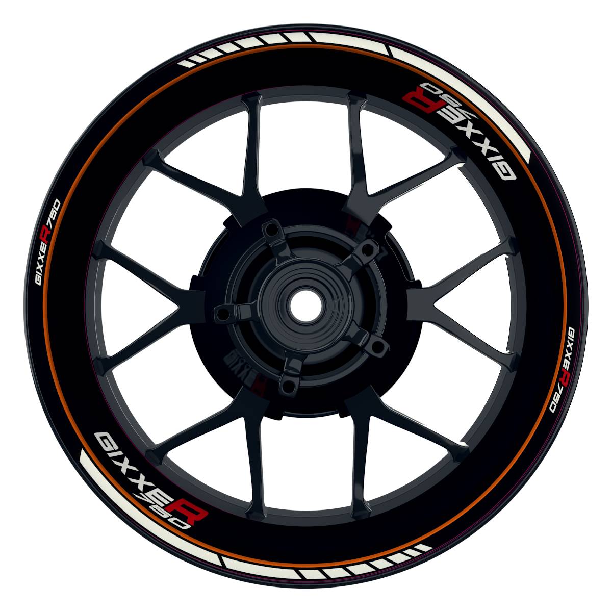 GIXXER750 Clean schwarz orange Wheelsticker Felgenaufkleber