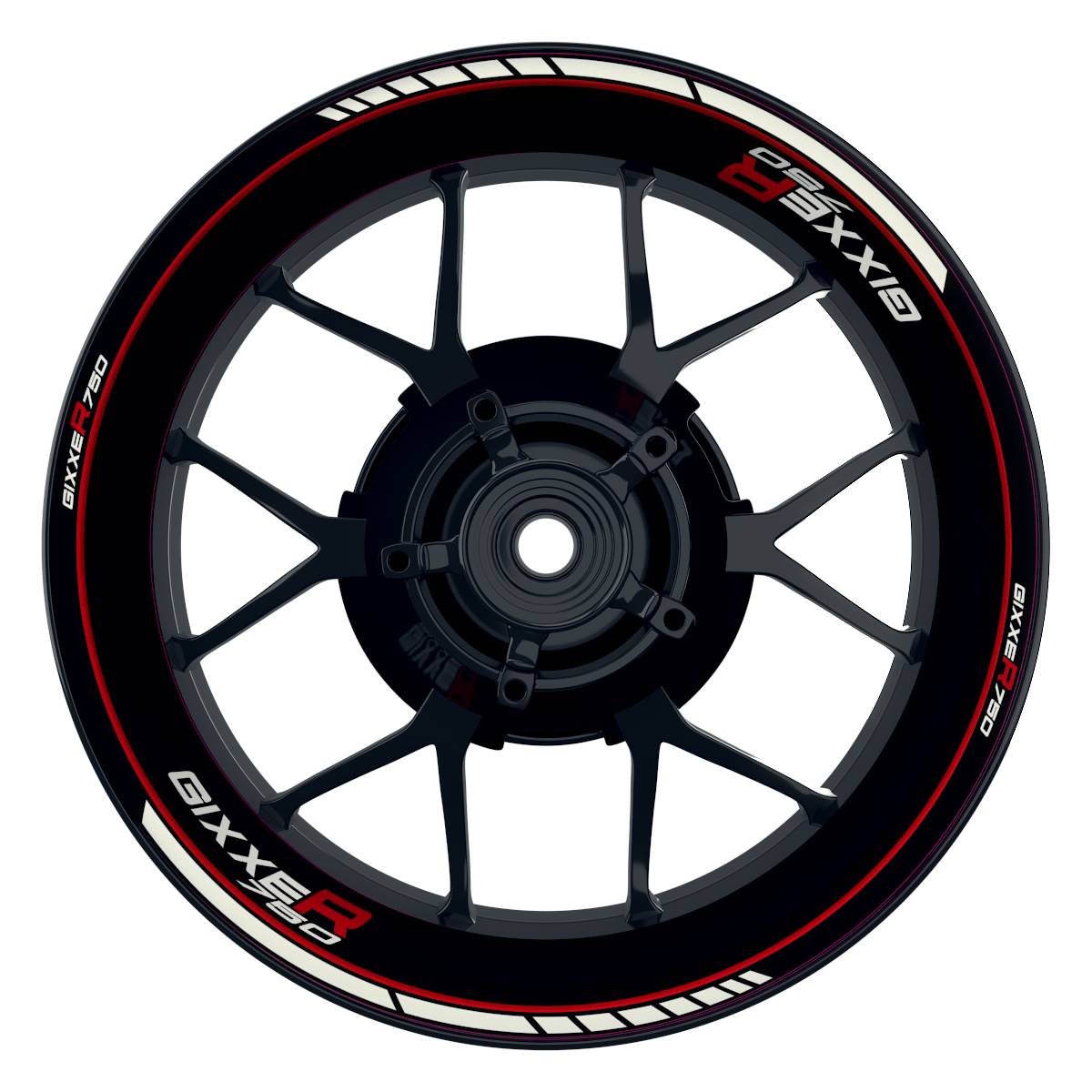 GIXXER750 Clean schwarz rot Wheelsticker Felgenaufkleber