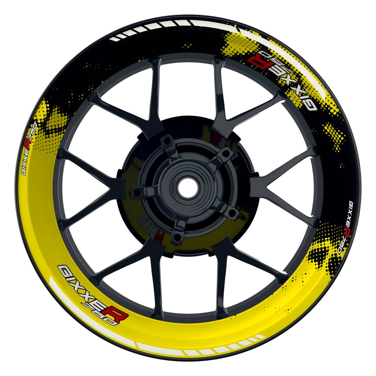 GIXXER750 Dots schwarz gelb Wheelsticker Felgenaufkleber