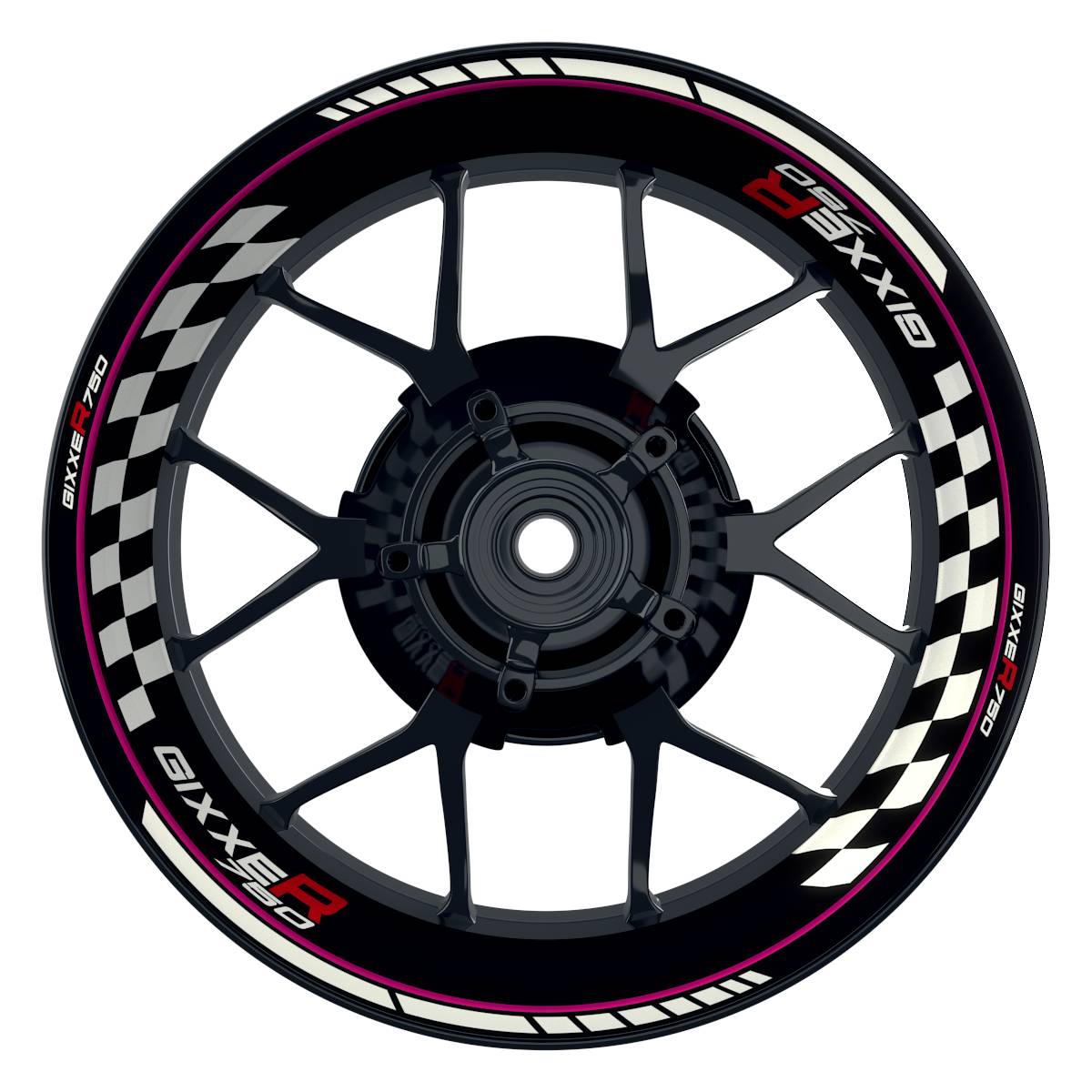 GIXXER750 Grid schwarz pink Wheelsticker Felgenaufkleber